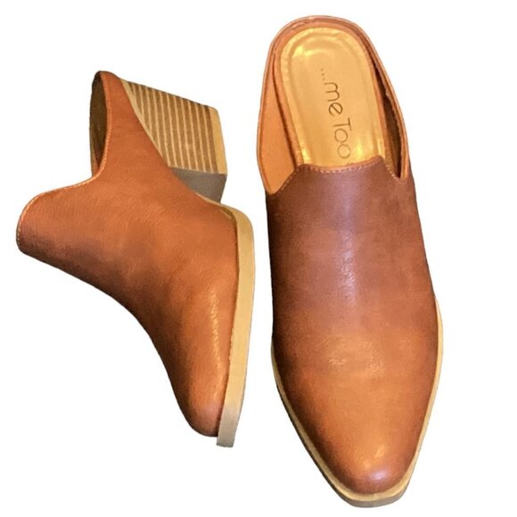 Me Too Paulina Mule Sz 7-1/2M Cognac Brown Slip-On #255C - Picture 4 of 9